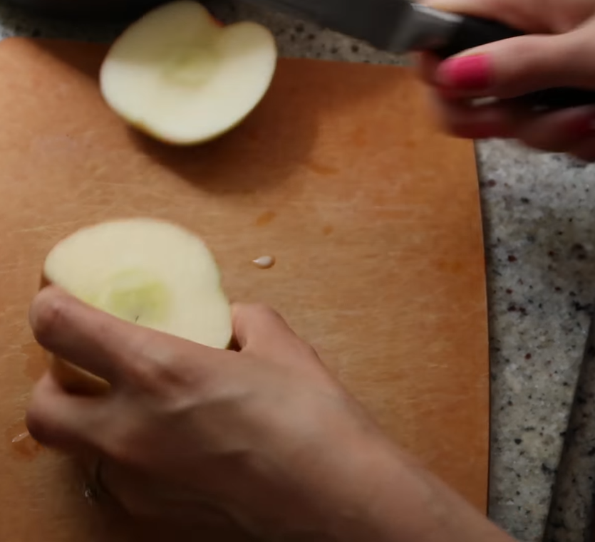 Cutting an apple